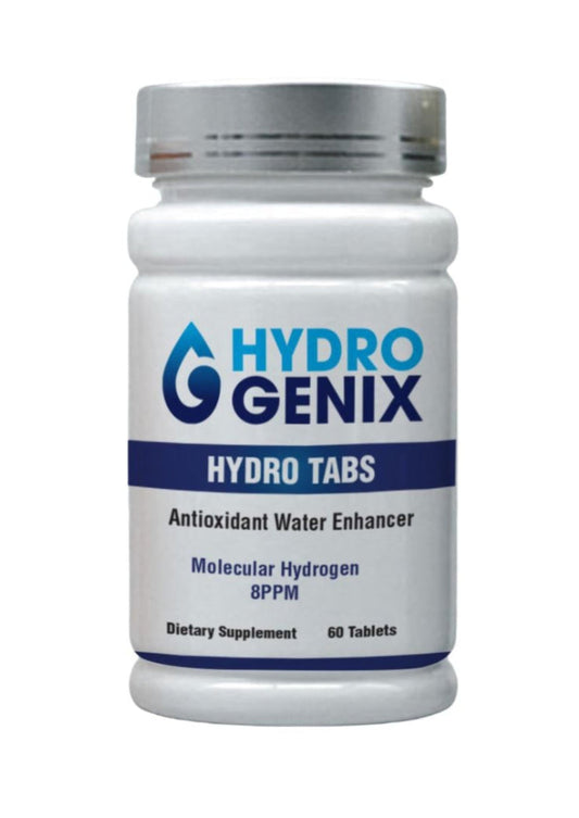 Hydro Genix Hydro Tabs supplement bottle on a white background